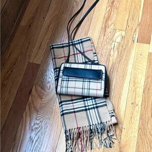 🌻Plaid fringed scarf and crossbody bag set🌻